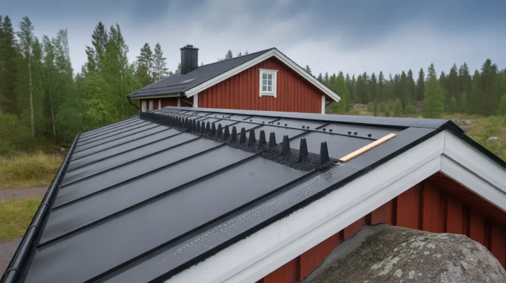 junistormarna kommer g r pl ttaket storms kert med r tt inf stningar vindskivor och nockt tning